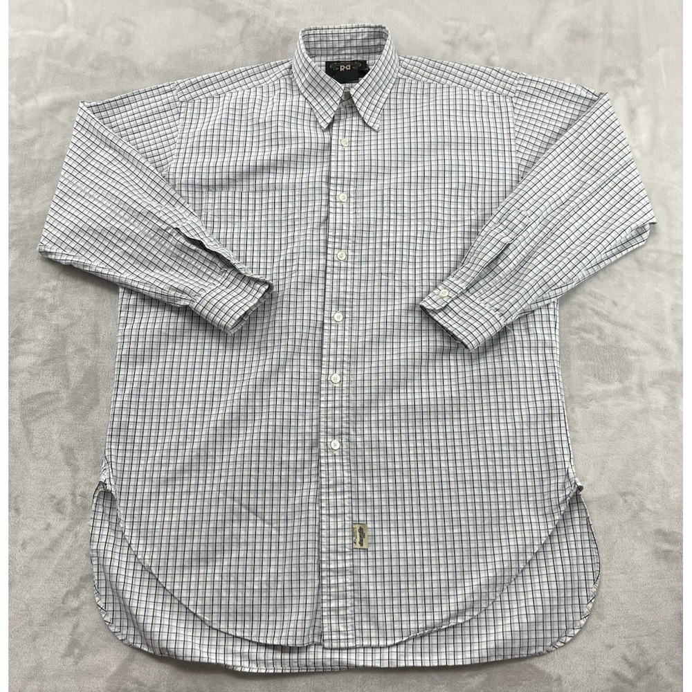 Ralph Lauren Double RRL Shirt Men Small Plaid Dual Chest Pocket High Low Preppy